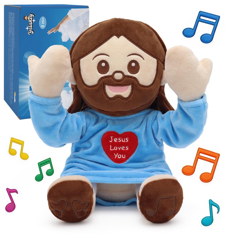 Yelakey Jesus Plush Peek A Boo Toy Jesus Stuffed Doll Religious Plushie with 15 Bible Songs for Kids Christmas Easter Gifts 10 - Image 3