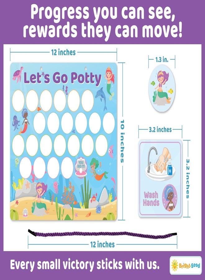 Bright Seed Magnetic Mermaids Potty Chart, Potty Training Chart for Toddler Girls, Sticker Chart for Kids, Potty Training Sticker Chart for Toddlers, Potty Sticker Chart, Potty Training Chart Girls - Image 3