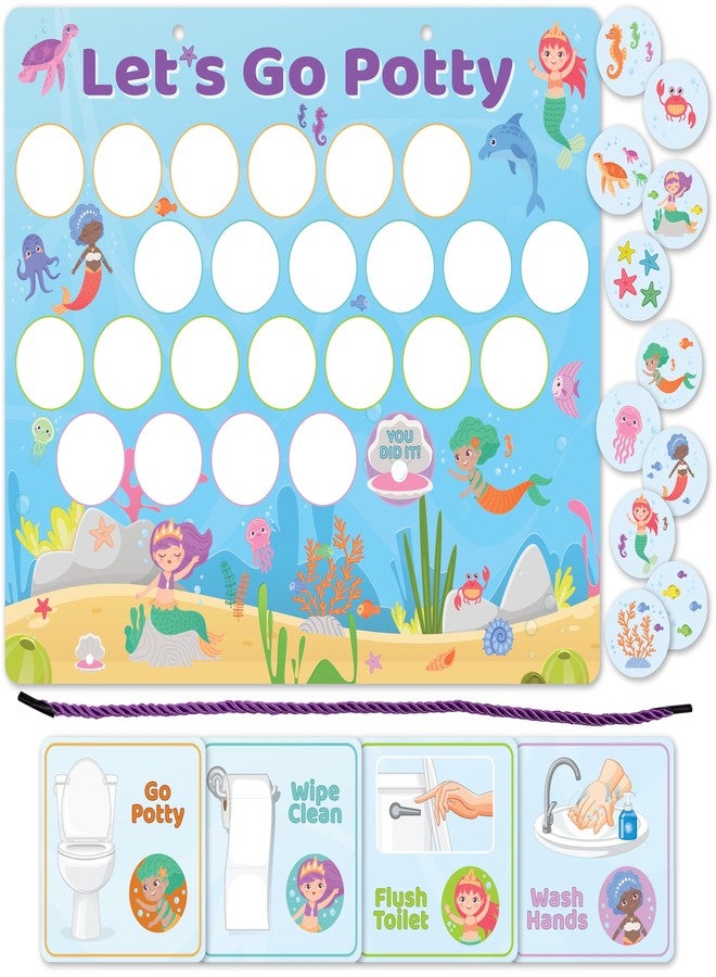 Bright Seed Magnetic Mermaids Potty Chart, Potty Training Chart for Toddler Girls, Sticker Chart for Kids, Potty Training Sticker Chart for Toddlers, Potty Sticker Chart, Potty Training Chart Girls - Image 1