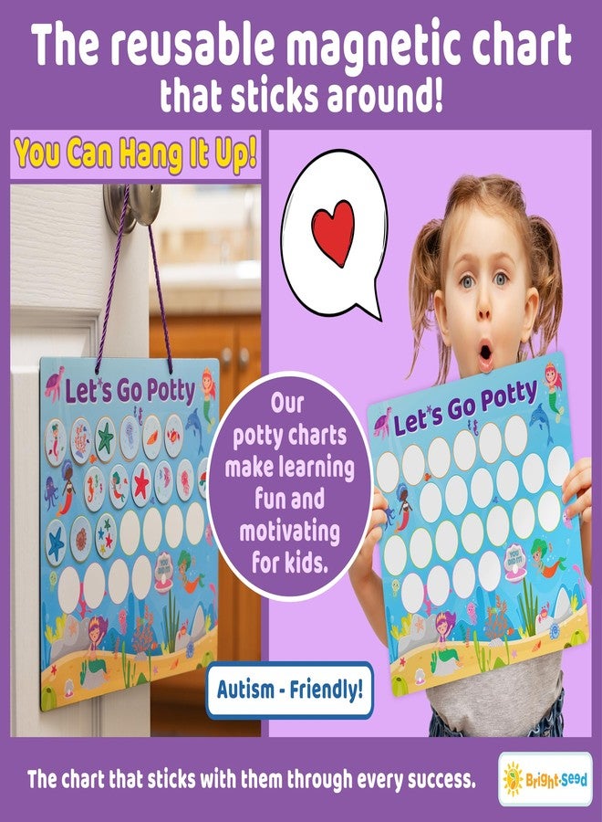 Bright Seed Magnetic Mermaids Potty Chart, Potty Training Chart for Toddler Girls, Sticker Chart for Kids, Potty Training Sticker Chart for Toddlers, Potty Sticker Chart, Potty Training Chart Girls - Image 4