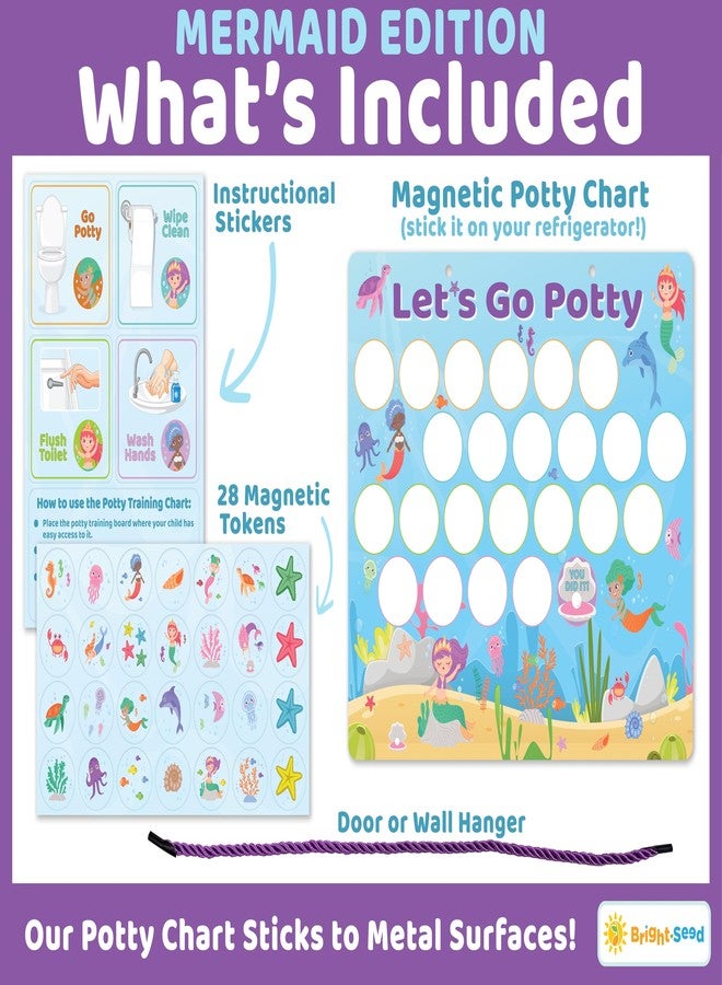 Bright Seed Magnetic Mermaids Potty Chart, Potty Training Chart for Toddler Girls, Sticker Chart for Kids, Potty Training Sticker Chart for Toddlers, Potty Sticker Chart, Potty Training Chart Girls - Image 2