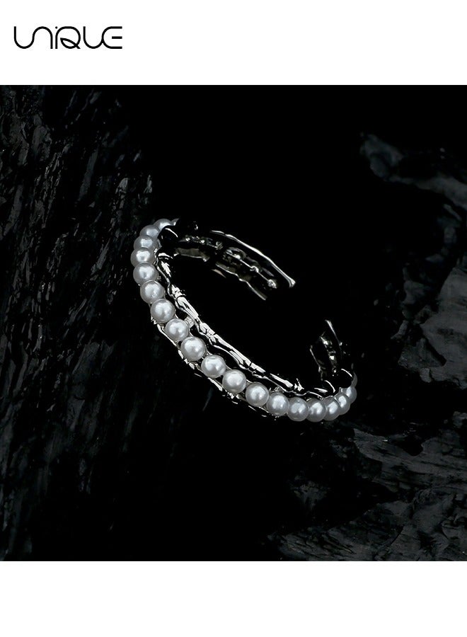 يونيك خواتم - خواتم لؤلؤية - خواتم قابلة للتعديل - خواتم لؤلؤ من الخيزران البسيط - أنيق وبسيط - خواتم نسائية - Image 4