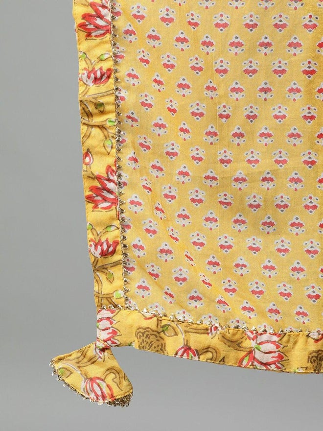 آي شين طقم كورتا نسائي أصفر مطرز مع تنورة ودوباتا من إيشين - Image 3