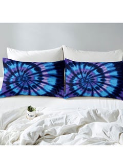 Erosebridal Purple Tie Dye Bedding Set Blue Tie Dye Bedding Duvet Cover Spiral Tie Dyed Printed Bed Comforter Cover Set, Boho Bohemian Hippie Bedding Sets Full Size Abstract Printed Quilt Cover Set with Zipper  - Image 4