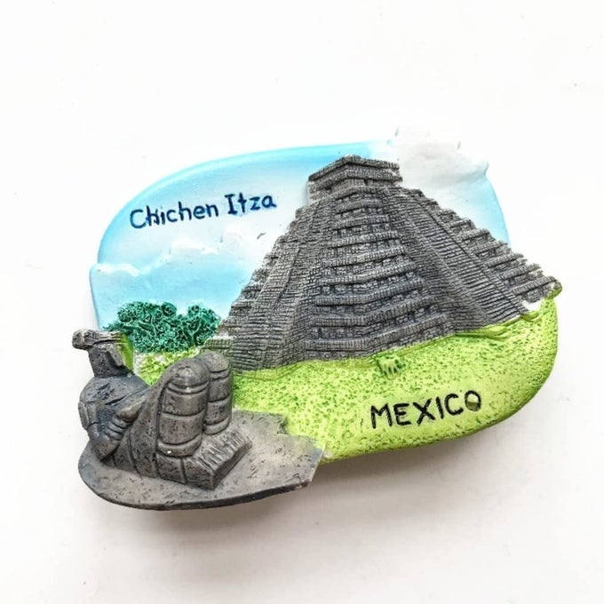 Chichen Itza Pyramid Mexico Souvenir Resin 3D Fridge Refrigerator Magnet for Home Decor