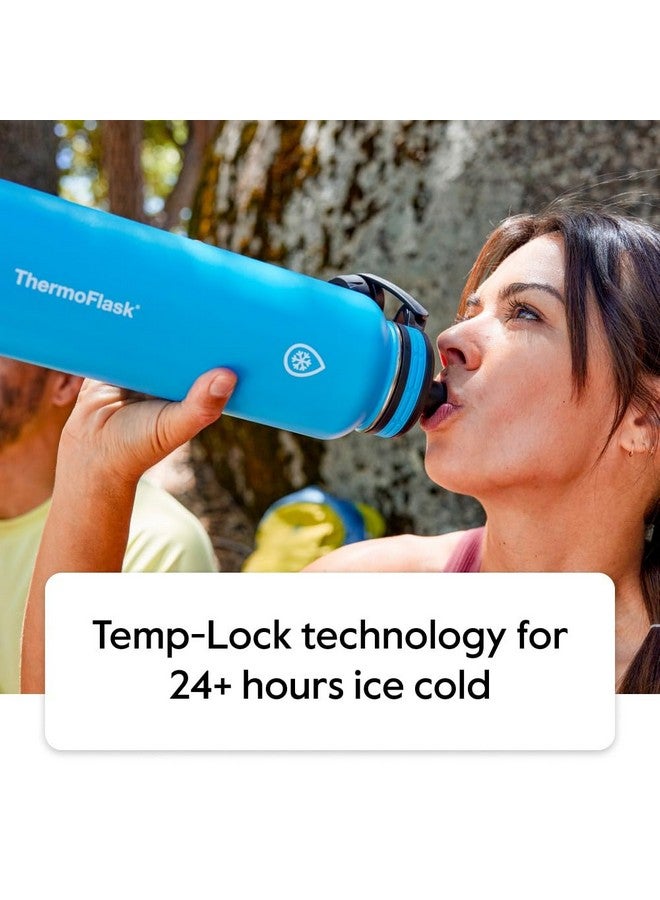 ThermoFlask زجاجة ثيرمو فلاسک مع غطاء شوق وغطاء قشة - زجاجة ماء معزولة من الفولاذ المقاوم للصدأ مع أغطية مانعة للتسرب - زجاجة وأغطية قابلة لإعادة الاستخدام آمنة في غسالة الصحون - زجاجة متينة، 2 قشة و2 غطاء - 40 أونصة، برقوق - Image 2