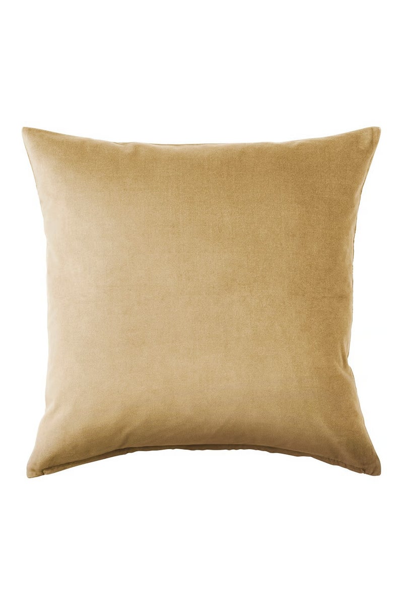 Decorative Velvet Cushion Cover with Pillow Insert, 40 x 40 cm, Beige