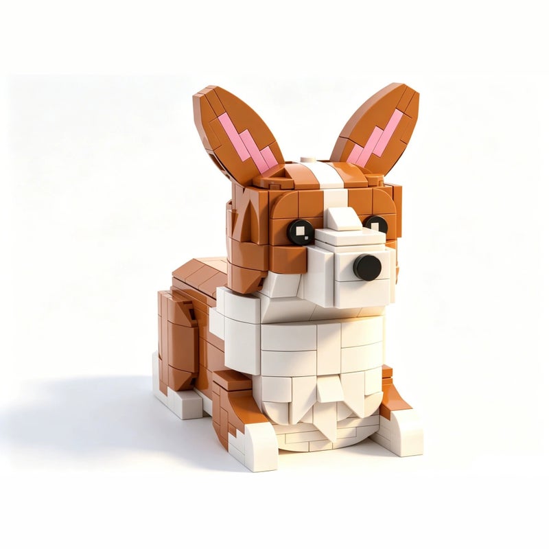 Wholesale Popular Pet Dog Building Blocks Set Creative Love Corgi MOC Bricks - Image 3