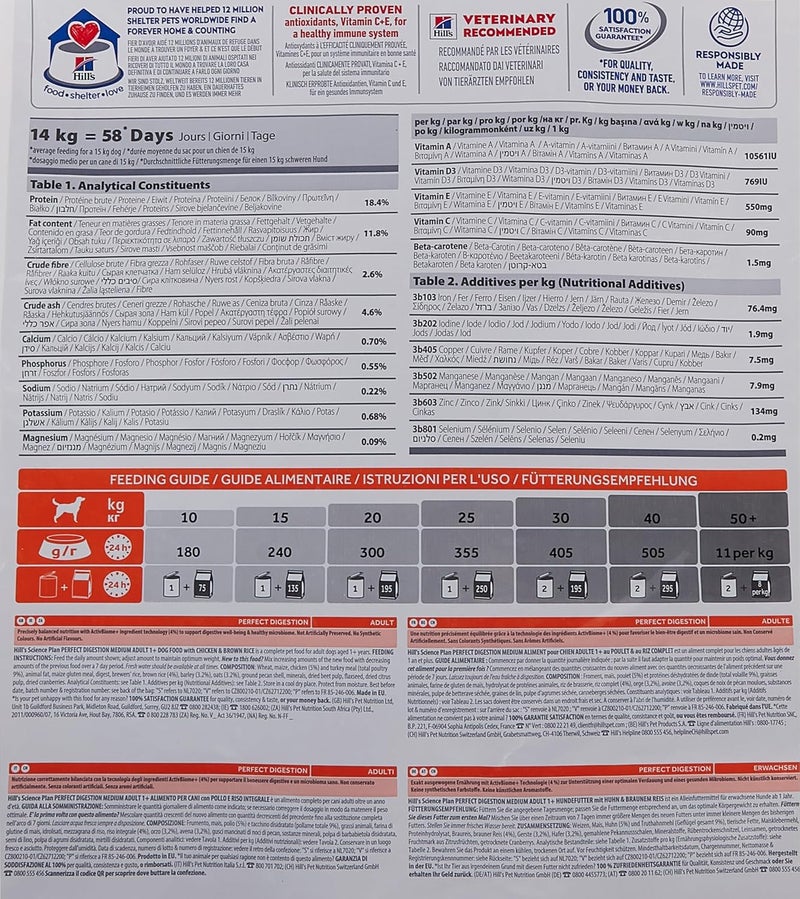 نان خطة هيل العلمية Perfect Didigtion متوسط للكبار 1+ طعام كلاب مع الدجاج والأرز البني 14 كجم - Image 3