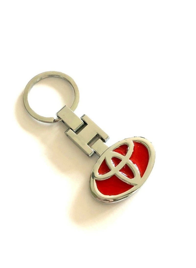 Red Rust-Resistant Metal Keychain for Toyota Cars - Image 1