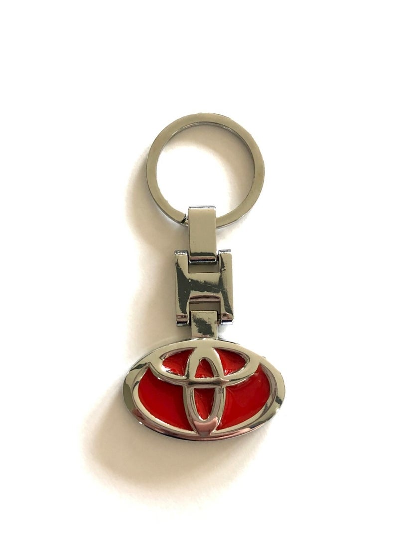 Red Rust-Resistant Metal Keychain for Toyota Cars - Image 2