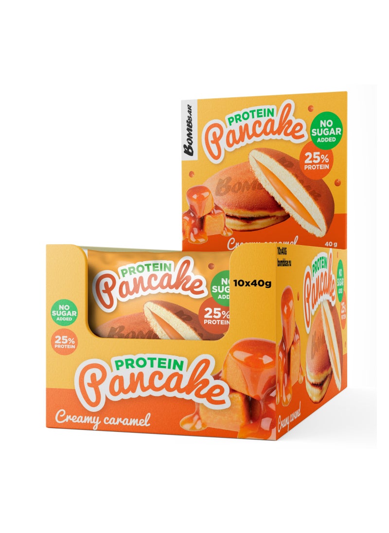 BOMBBAR Protein Pancake Creamy Caramel No Sugar Added 10x40g  - Image 1