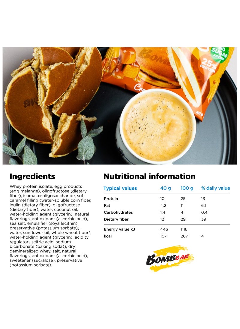 BOMBBAR Protein Pancake Creamy Caramel No Sugar Added 10x40g  - Image 3