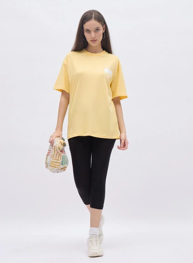 ستايلي Styli Round Neck Printed Oversized T-Shirt