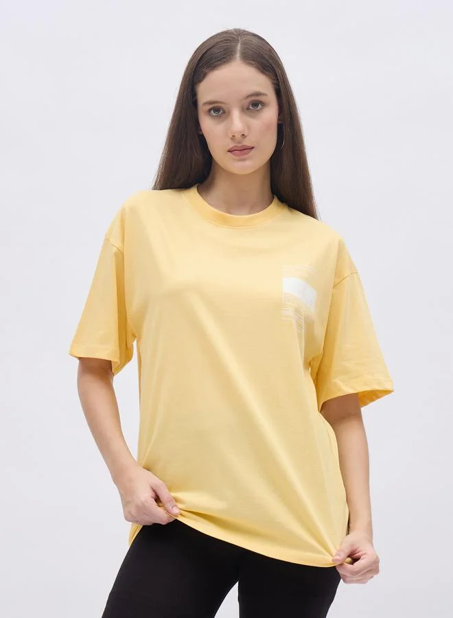 ستايلي تيشيرت أوفر سايز بطبعة ياقة دائرية من ستايلي