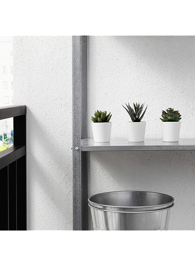 erorex Artificial Plants Mini Succulents With Plastic Vase Pot White 3 Pieces  - Image 2