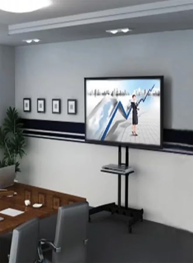 Skill Tech AVA1500 60 1P Large Height Adjustable Professional TV Trolley Stand for 32–75 Inch Screens, VESA 600x400mm, Max Load 46kg – Rolling TV Stand for Home & Office Black - Image 3