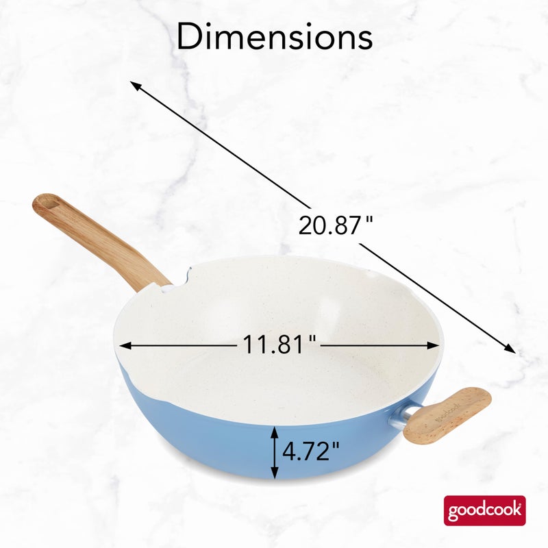GoodCook Healthy Ceramic Titanium-infused All-in-One Pan with Tempered Glass Lid, Steamer Basket, and Spatula, Light Blue â€“ Induction Cookware, Nonstick Cooking Pan, Food Cooker and Steamer - Image 5