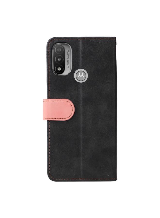 S-TOP Case For Motorola Moto E40 / E30 / E20 Stitching-Color Flip Leather Phone Case with Holder - Image 3