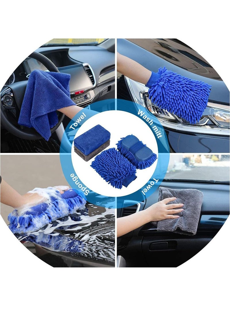 Sharpdo 15PCS Car Cleaning Kit with Collapsible Bucket, Microfiber Towels, Wash Mitt, Sponges, Detailing Brushes & Window Squeegee, Car Wash Accessories for Interior & Exterior Cleaning - Image 5