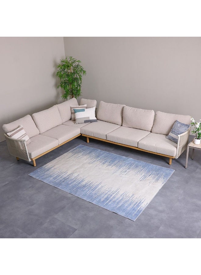 DANUBE HOME Harper Outdoor Washable Abstract Rug | Washable Outdoor Rugs Style | Polyester Area Rug Floor Covering | Indoor Carpet For Living Room Dining Bedroom 160X230cm-Blue - Image 5