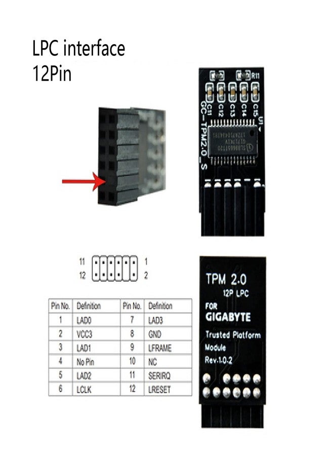 Yoidesu TPM 2.0 Encryption Security Module Compatible with Remote Card 11 Upgrade LPC TPM2.0 Module 12 pin for Motherboards - Image 5