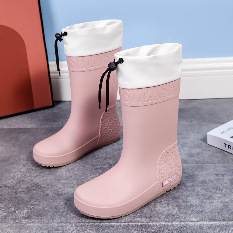 Fashion Rain Boots Women'S Mid-High Rain Boots Women'S Waterproof Japanese Style Water Shoes Pvc Outer Wear Rubber Shoes Overshoes Water Boots - Image 3