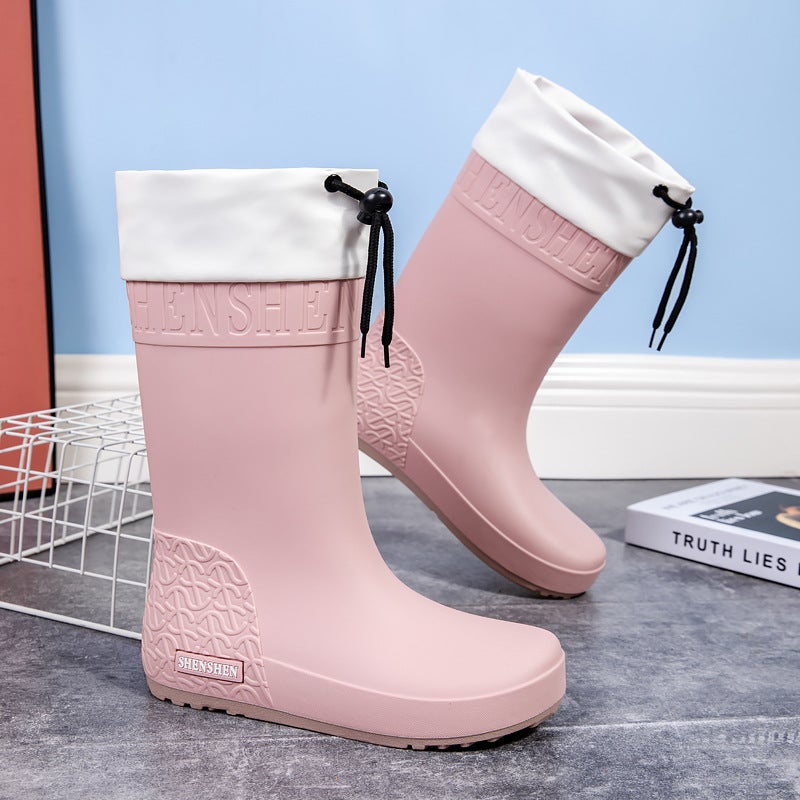 Fashion Rain Boots Women'S Mid-High Rain Boots Women'S Waterproof Japanese Style Water Shoes Pvc Outer Wear Rubber Shoes Overshoes Water Boots - Image 4