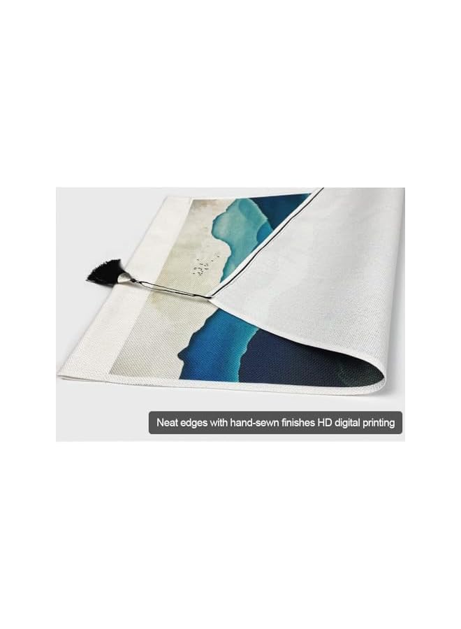 The Bros تزيين الجدران بتعليق السجاد الياباني فن غروب الشمس طبيعة المناظر الطبيعية، سجاد الجبال غابة ضبابية شجرة وقمر، لتزيين الغرفة 14" عرض × 20" طول (35 سم × 50 سم) - Image 4