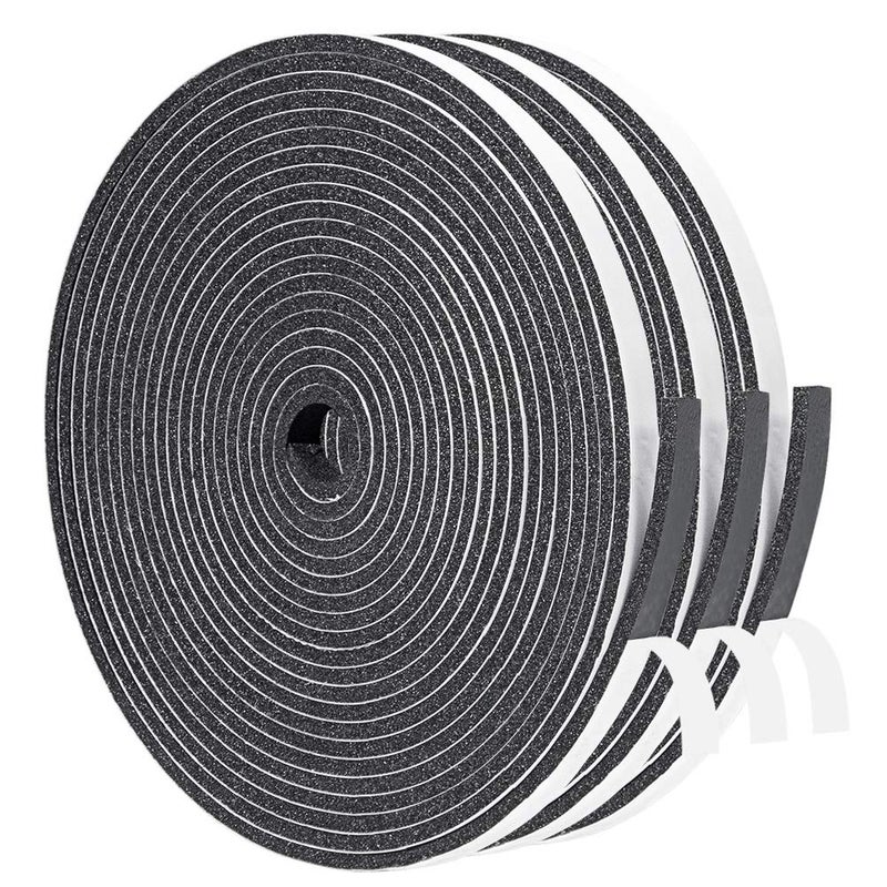 Yotache Weather Stripping Door Seal Strip 14 x18 New Adhesive Foam Insulation Seal Tape for Door Jamb Frame Windows 3 Rolls x 165ft Total 50ft Long
