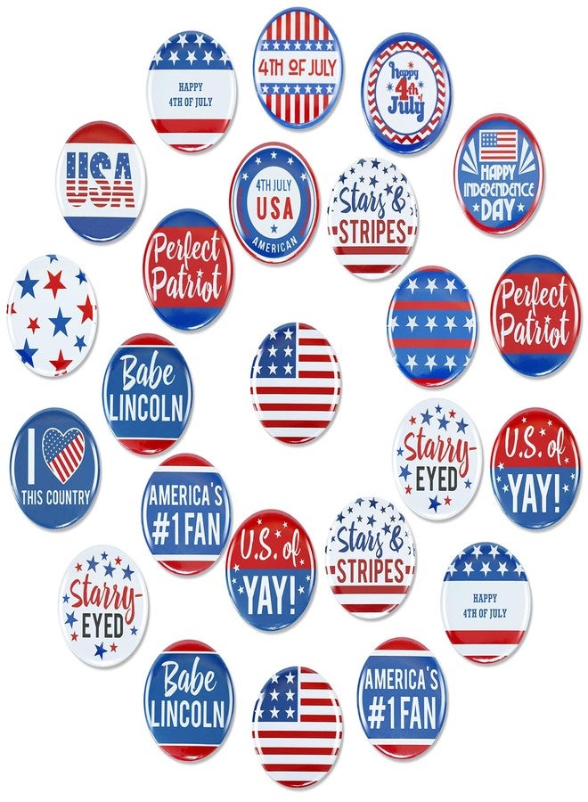 BINBE 24 Pcs American Flag Pin,Independence Day USA Flag Lapel Pins Patriotic Round Brooch Pins Gifts for Veterans Day 4th of July Pins Decor (C3) - Image 1