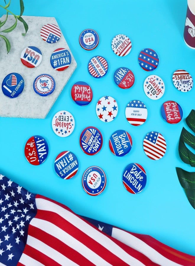 BINBE 24 Pcs American Flag Pin,Independence Day USA Flag Lapel Pins Patriotic Round Brooch Pins Gifts for Veterans Day 4th of July Pins Decor (C3) - Image 3