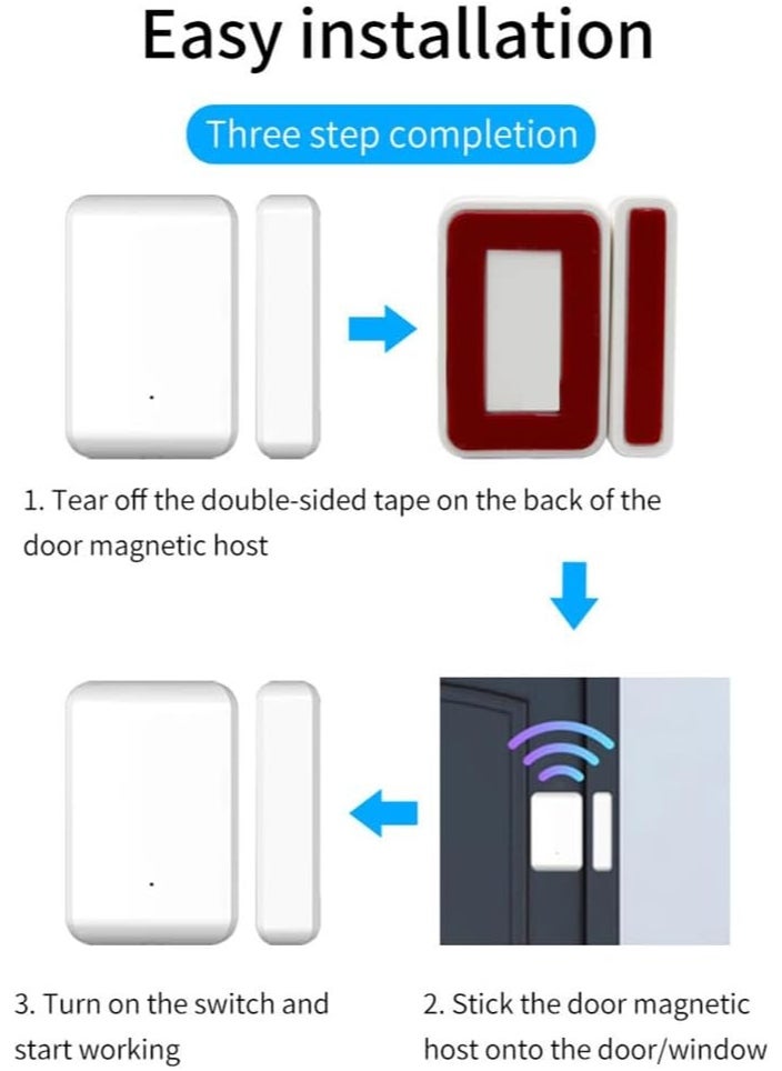 eplusm 2.4GHz Wireless TTLOCK Door Sensor Smart Door Lock Sensor White ABS Door Contact Detection Open Close Status Works with TTLOCK App Smart Locks  - Image 2