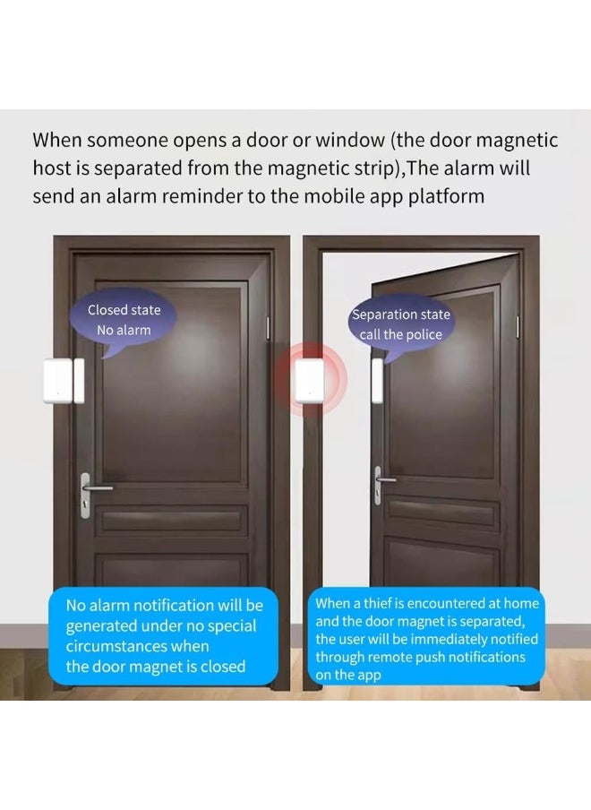 eplusm 2.4GHz Wireless TTLOCK Door Sensor Smart Door Lock Sensor White ABS Door Contact Detection Open Close Status Works with TTLOCK App Smart Locks  - Image 4