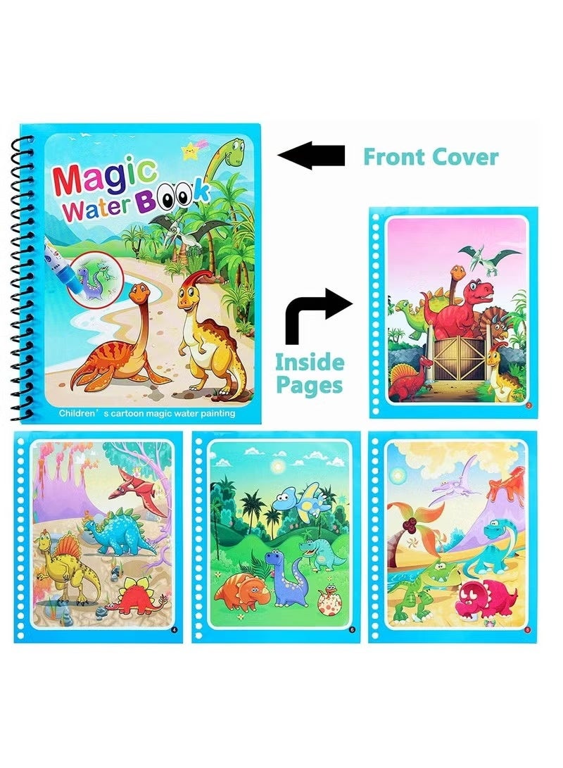 Magic Water Colouring Book, Children Reusable Drawing Book with Pen, Early Education Doodle Painting Toys for Kids Boys Girls Ages 2 3 4 Years Plus Educational Learning Gifts 4pcs - Image 2