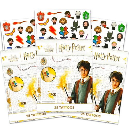 WIZARDING WORLD Harry Potter Tattoos for Kids Party Favors Bundle 75 Ct Harry Potter Temporary Tattoos for Adults Teens Harry Potter Costume Accessories - Image 1