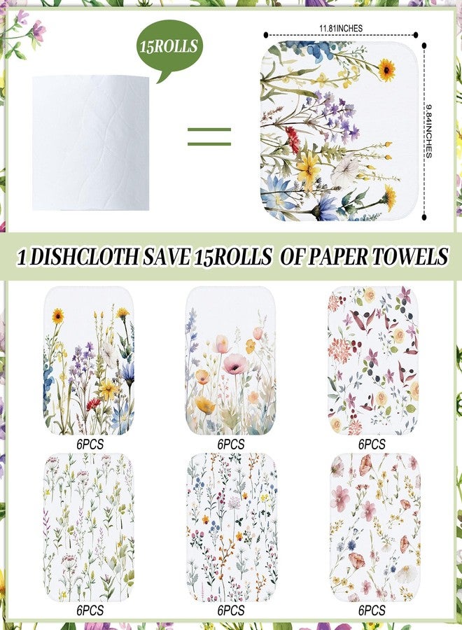 Noveread 36 Pack Reusable Cleaning Cloths Washable Cotton Kitchen Dish Towels for Home Christmas Party Supplies Bulk, 9.84x11.81in (Wildflowers) - Image 3