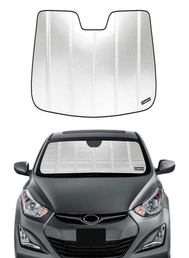 Pigenius واقي شمس للزجاج الأمامي من بيجينيوس لسيارة هيونداي إلنترا سيدان موديلات 2011-2016، وسيارة إلنترا كوبيه موديلات 2013-2014. واقي شمس أمامي مُحسّن من الألومنيوم العاكس، مُصمم لحماية داخلية قصوى. - Image 1