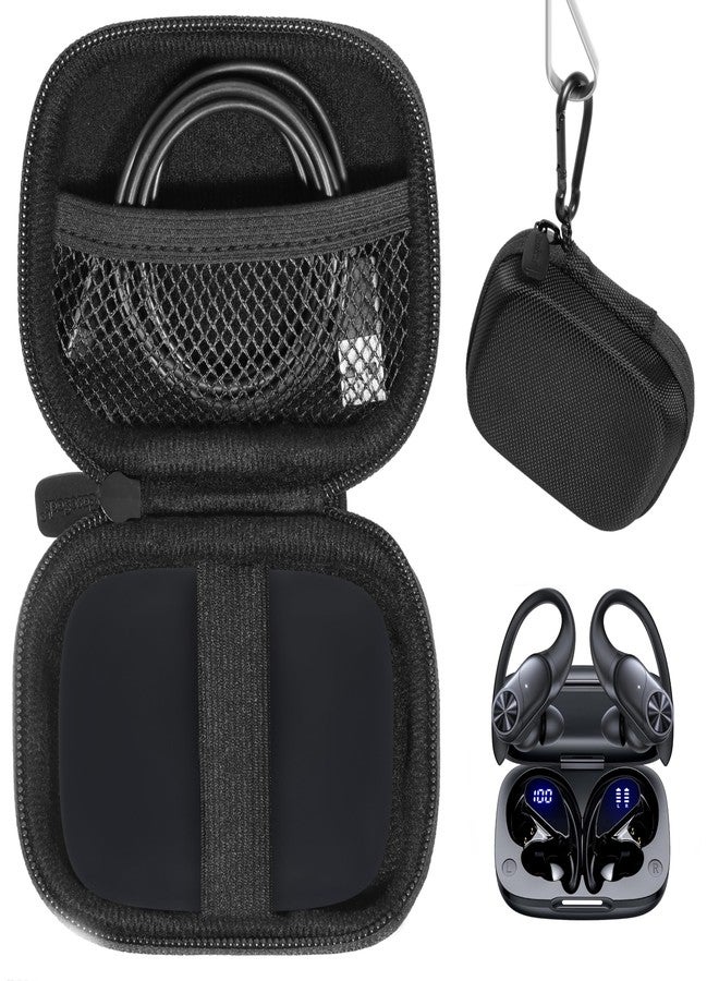 CaseSack Case for PocBuds Headphones 80hrs Playtime Charging Case Digital Display Sports Ear Buds (Black) - Image 1