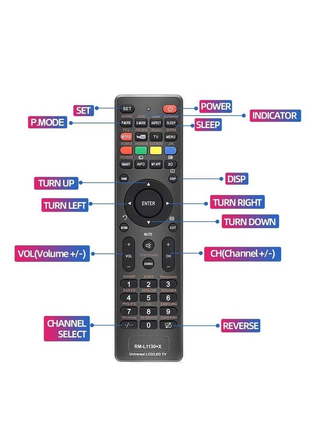 Huayu Universal RM-L1130+X Remote Control Fits for All Brand LCD LED 3D Smart TV - Image 2