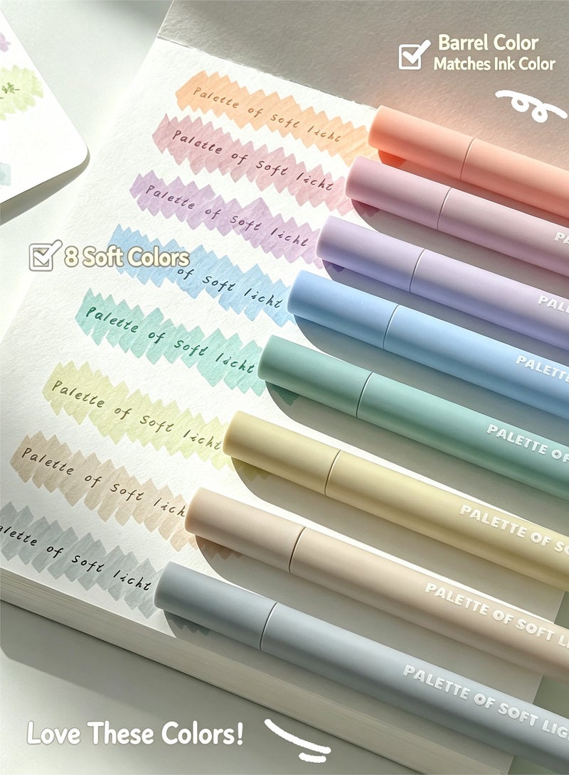 INKO Highlighters, 8 Pcs Mild Aesthetic Colors highlighter pen  ,Soft Chisel Tip for Journaling, School Office Supplies, Multicolor - Image 3
