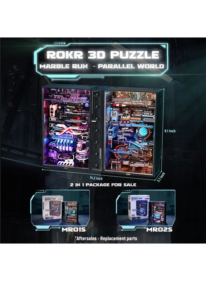 ROKR Electric Marble Race 2 in 1, 3D Plastic Puzzle for Adults, Metal Models, Miniature Building Toys Kits, Cyberpunk Steampunk, Unique Gift Idea for - Image 2