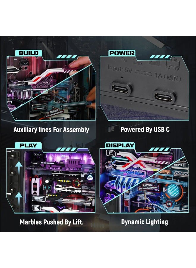 ROKR Electric Marble Race 2 in 1, 3D Plastic Puzzle for Adults, Metal Models, Miniature Building Toys Kits, Cyberpunk Steampunk, Unique Gift Idea for - Image 4