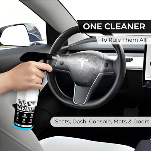 Teslux Interior Cleaner For Tesla White & Black Vegan Leather - Stain Remover - Solution for Complete Interior Cleaning - Ideal for Seats, Doors, Console, Dash - Accessories For Tesla Model 3, Y, S, X - Image 4