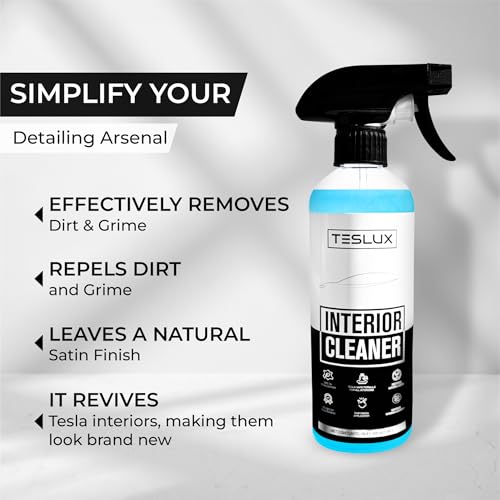 Teslux Interior Cleaner For Tesla White & Black Vegan Leather - Stain Remover - Solution for Complete Interior Cleaning - Ideal for Seats, Doors, Console, Dash - Accessories For Tesla Model 3, Y, S, X - Image 5