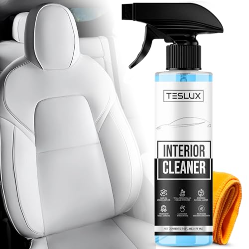 Teslux Interior Cleaner For Tesla White & Black Vegan Leather - Stain Remover - Solution for Complete Interior Cleaning - Ideal for Seats, Doors, Console, Dash - Accessories For Tesla Model 3, Y, S, X - Image 1