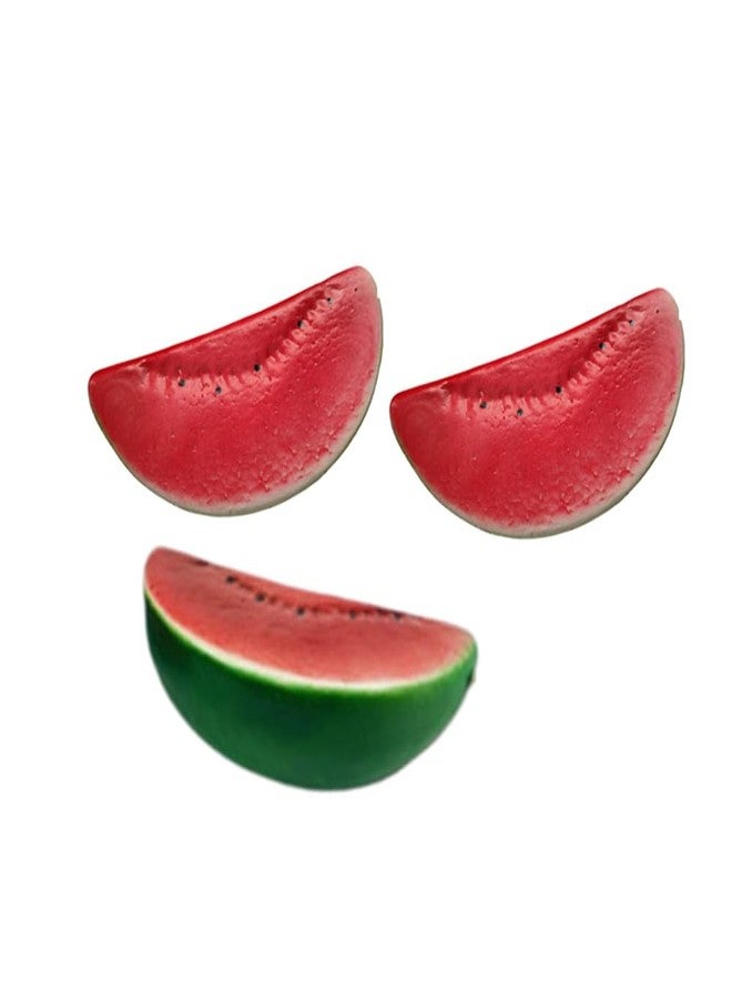 Ebonee Realistic Artificial Watermelon Slices, Lifelike Fake Red Watermelon Slice for Home Kitchen Decor, Simulation Fruit Watermelon Model for Photo Props Party Decoration (3 Pack) - Image 1