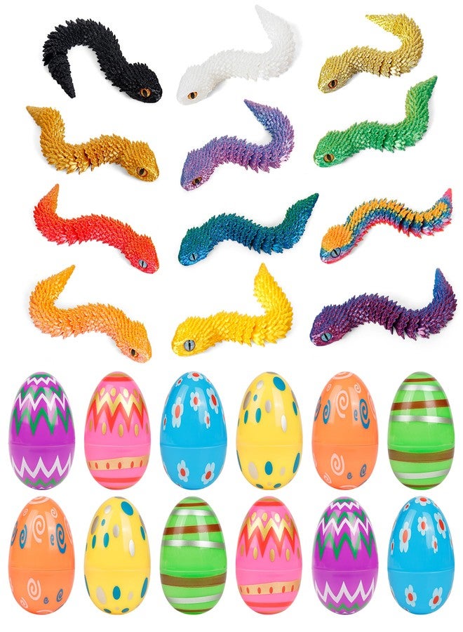 ONEVIVE 3D Printed Snake Egg with Articulated Snake Inside, 4.93in Snake Fidget Toy, Movable Joints, Easter Basket Stuffers - Image 1