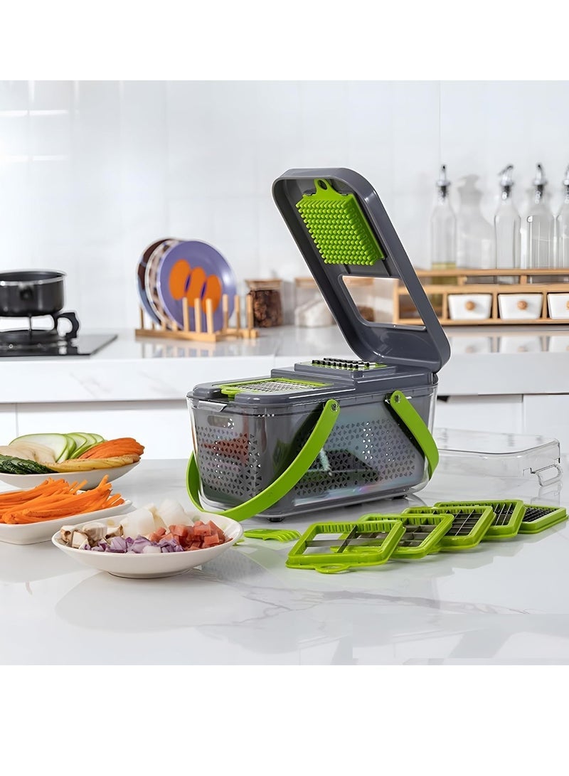 22-piece vegetable chopper - salad-type vegetable slicer and manual food grater - Image 3