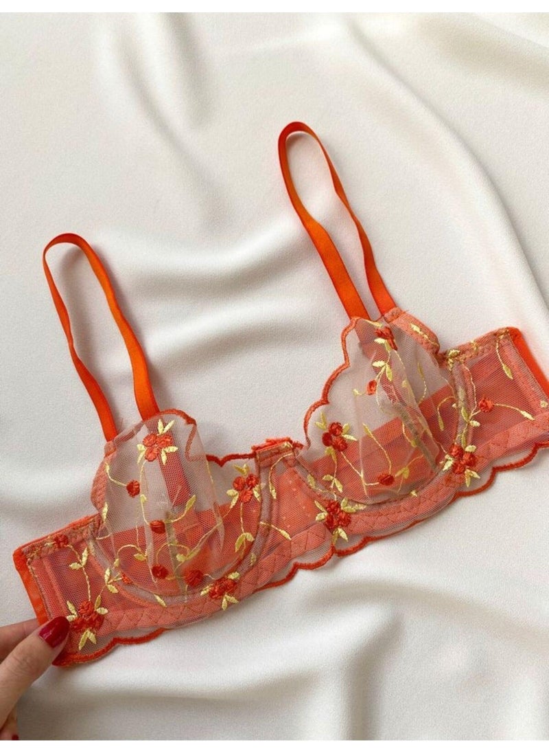 La Linaa Flora Orange Women's Bralette Set  - Image 2